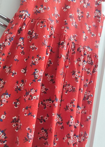 Kız Çocuk Kırmızı Çiçekli Kolsuz Elbise - Görsel 2