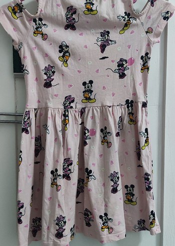 Kız Çocuk Pembe Baskılı Kısa Kollu Elbise - Görsel 2