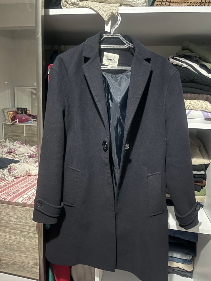 Lacivert Klasik Düğmeli Kaban - Görsel 2