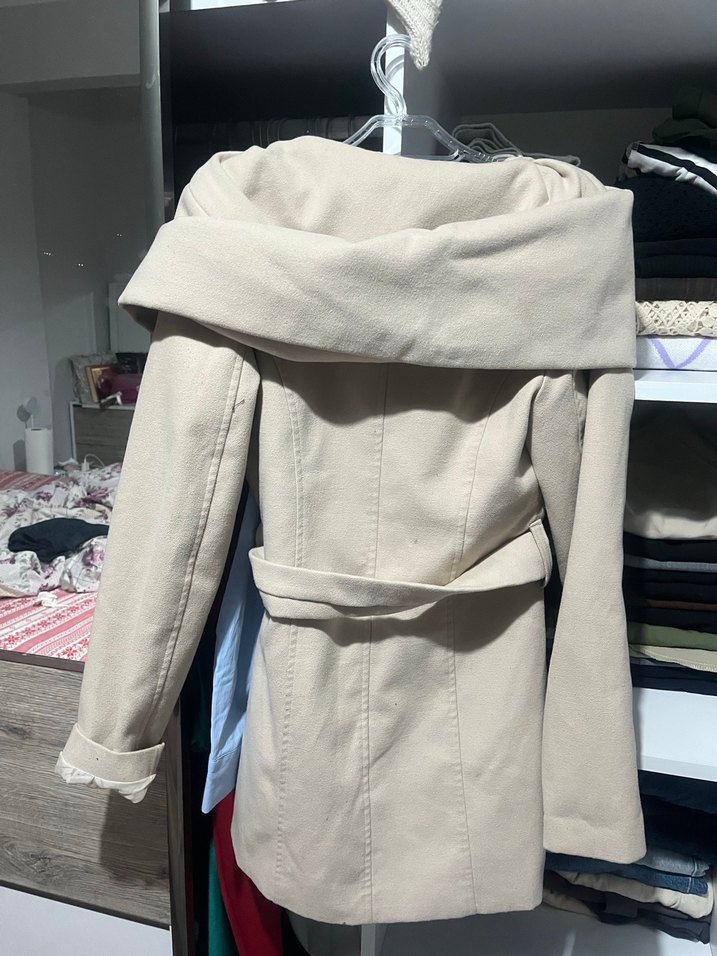 Düğmeli Bej Midi Kaban - Görsel 2