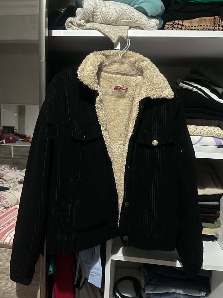 Kürklü Siyah Kadın Midi Ceket - Görsel 2