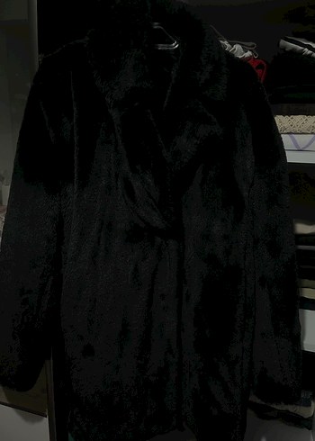 Siyah Suni Kürk Detaylı Midi Kaban - Görsel 3