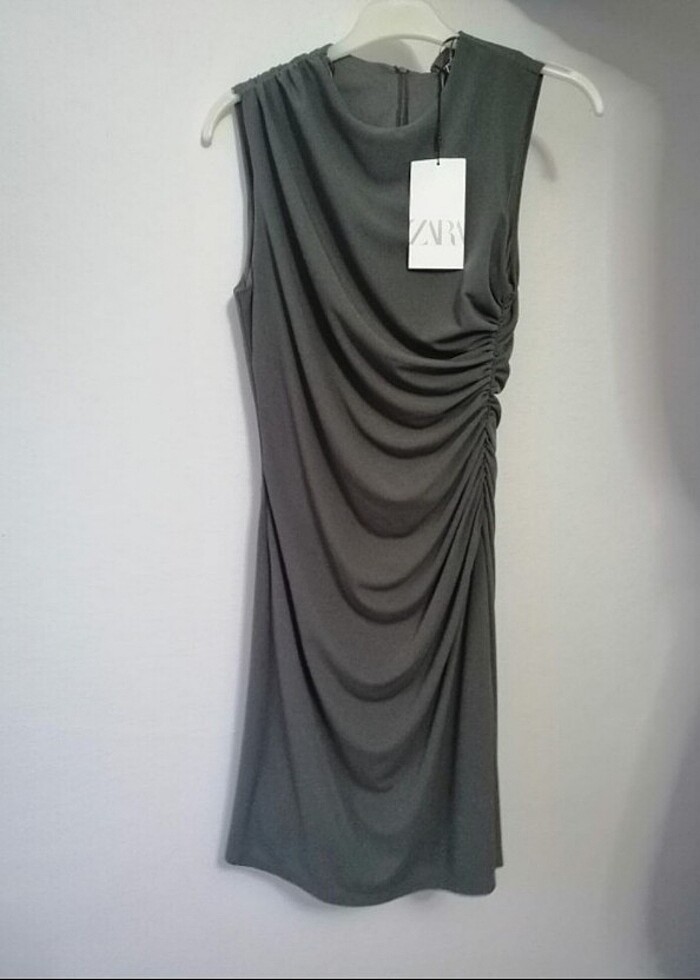 Zara haki drapeli elbise - Görsel 2