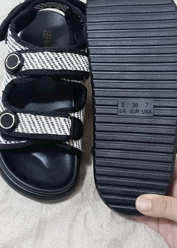 38 Beden çeşitli Renk keten karışımlı sıfır Tokalı çizgi Desenli Kadın sandalet