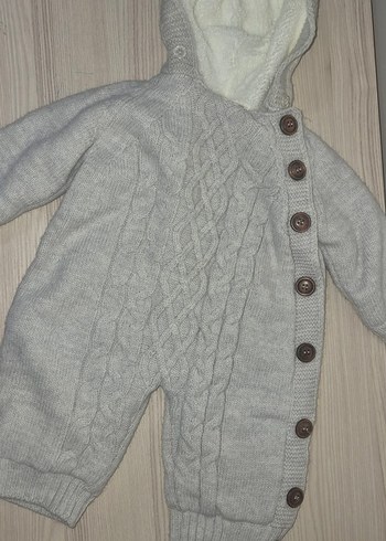 Kırık Beyaz Bej Örgü Bebek Tulumu - Görsel 2