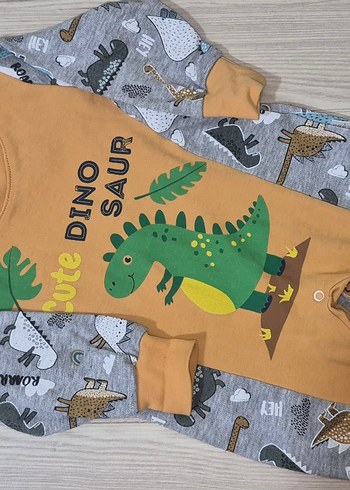 Renkli Dinozor Desenli Bebek Tulum - Görsel 2