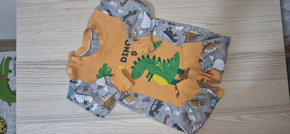 Renkli Dinozor Desenli Bebek Tulum - Görsel 4