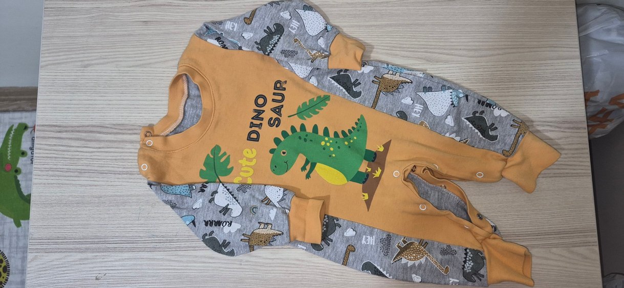 Renkli Dinozor Desenli Bebek Tulum - Görsel 2