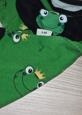 Yeşil Kurbağa Baskılı Uzun Kollu Bebek Body - Görsel 3
