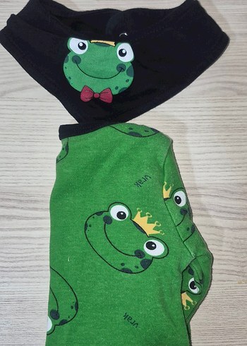 Yeşil Kurbağa Baskılı Uzun Kollu Bebek Body - Görsel 4