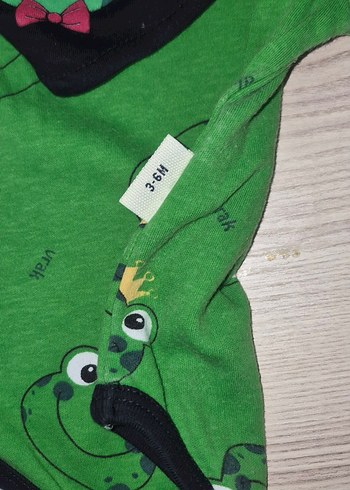 Yeşil Kurbağa Baskılı Uzun Kollu Bebek Body - Görsel 2