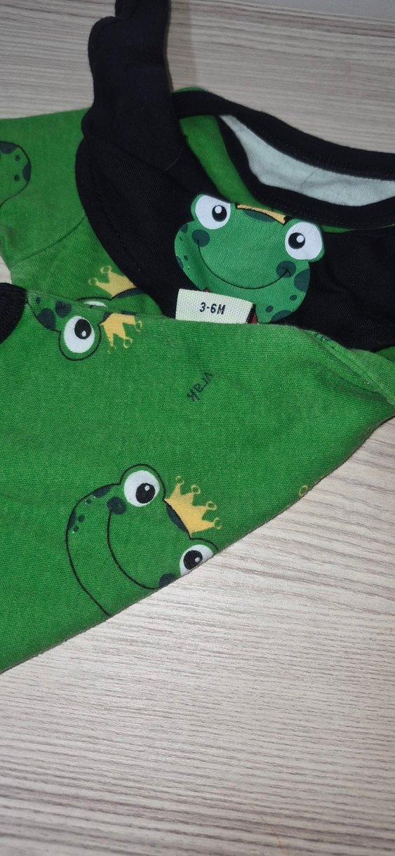Yeşil Kurbağa Baskılı Uzun Kollu Bebek Body - Görsel 3