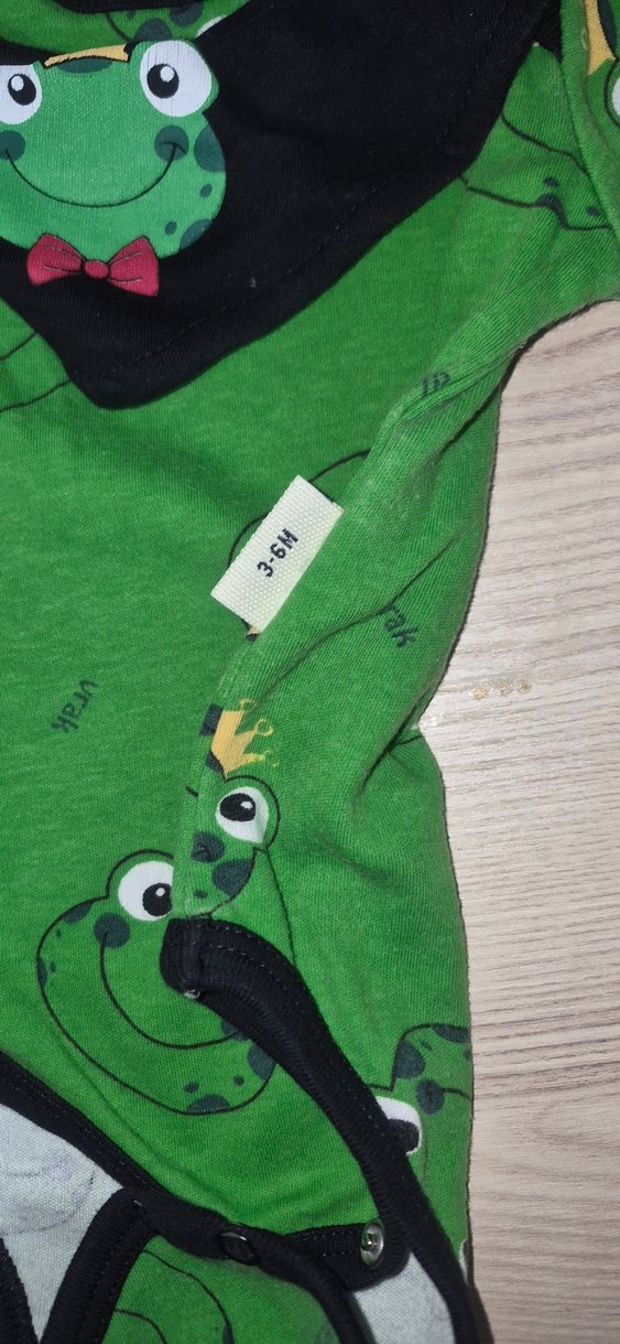 Yeşil Kurbağa Baskılı Uzun Kollu Bebek Body - Görsel 2