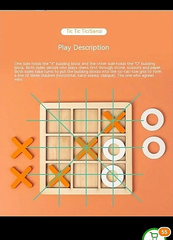 Diğer Mavi Ahşap Tic Tac Toe