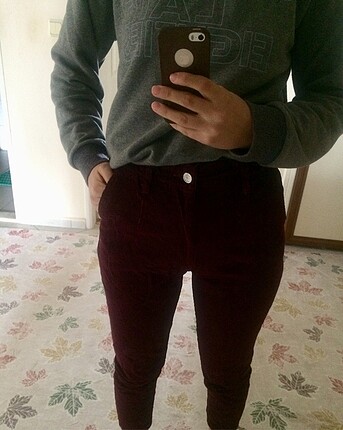 Bordo kadife pantolon