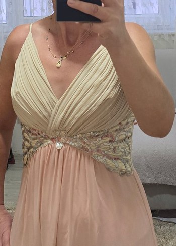 Pul İşlemeli Uzun Abiye Elbise - Görsel 4