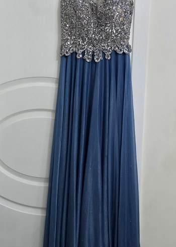 Mavi Uzun Payetli Abiye Elbise - Görsel 2