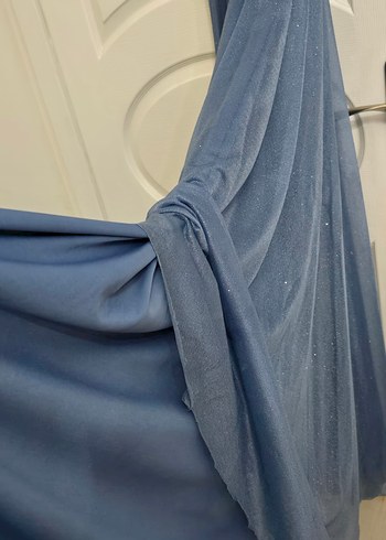 Mavi Uzun Payetli Abiye Elbise - Görsel 5