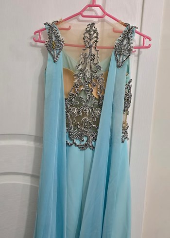 Özel tasarım taş işlemeli uzun kadın abiye elbise - Görsel 3