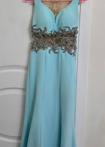 Özel tasarım taş işlemeli uzun kadın abiye elbise - Görsel 2