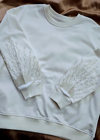 Kadın Beyaz boncuk işlemeli bluz - Görsel 2