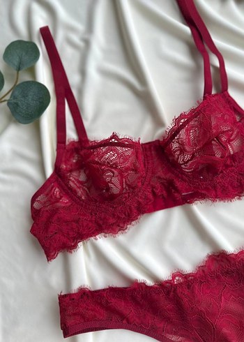 Bordo Dantel Bralet Sütyen takım - Görsel 4