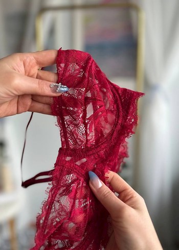 Bordo Dantel Bralet Sütyen takım - Görsel 3