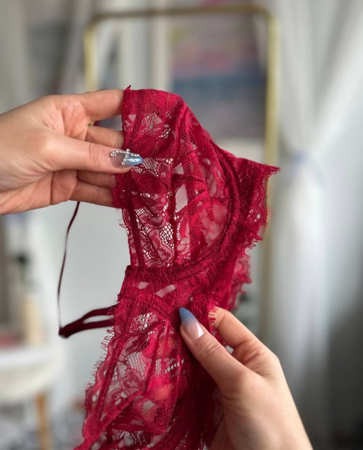 Bordo Dantel Bralet Sütyen takım - Görsel 3