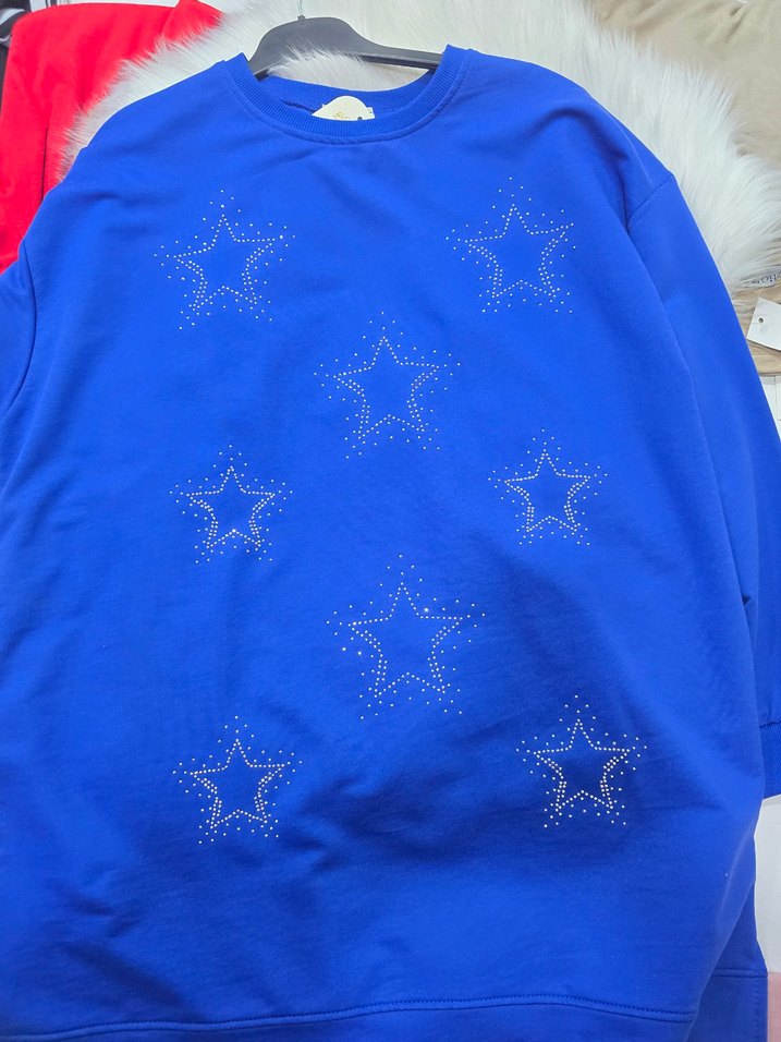 Taşlı mavi kadın tunik - Görsel 2