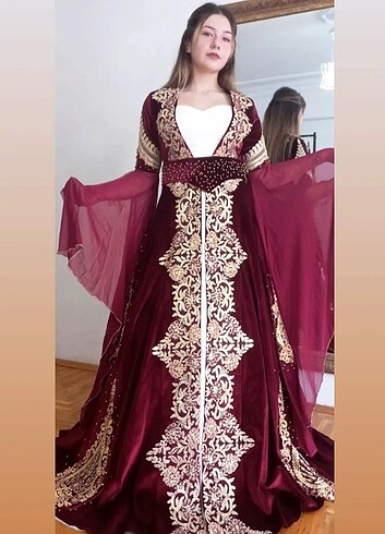 m Beden bordo Renk Bindallı kaftan