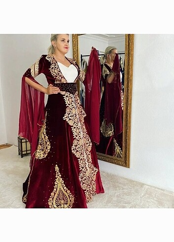 m Beden bordo Renk Bindallı kaftan
