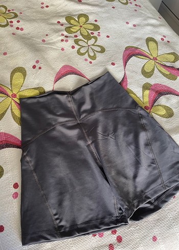 Yüksek Bel Gri Biker Şort