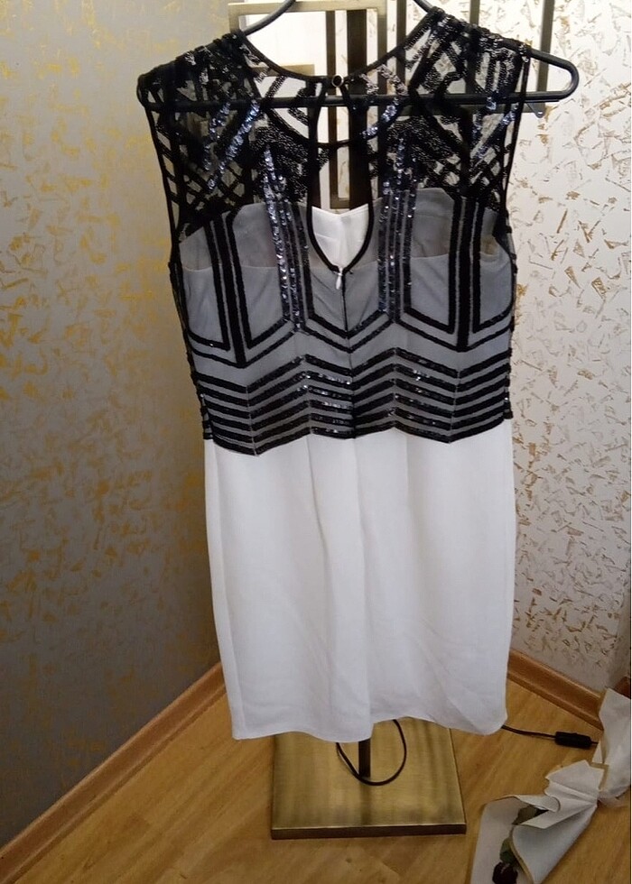 Gece Elbisesi Abiye Siyah Beyaz - Görsel 3