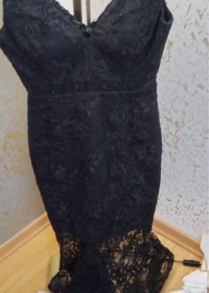 Siyah Balık Abiye Gece Elbisesi - Görsel 2