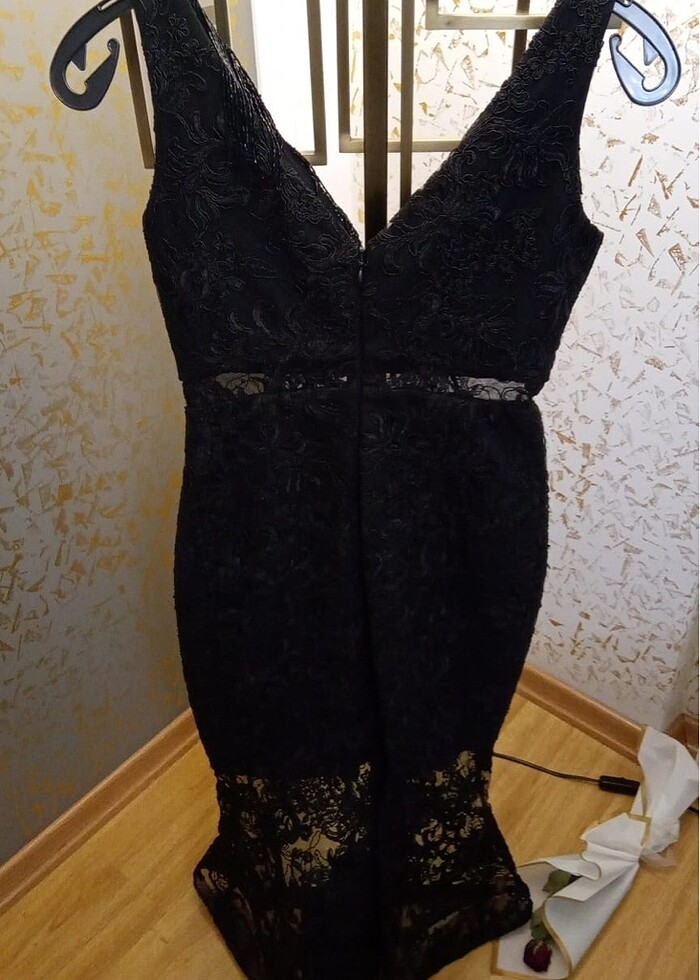 Siyah Balık Abiye Gece Elbisesi - Görsel 3