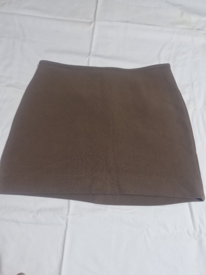 Kahverengi Süet Mini Etek Kadın - Görsel 2
