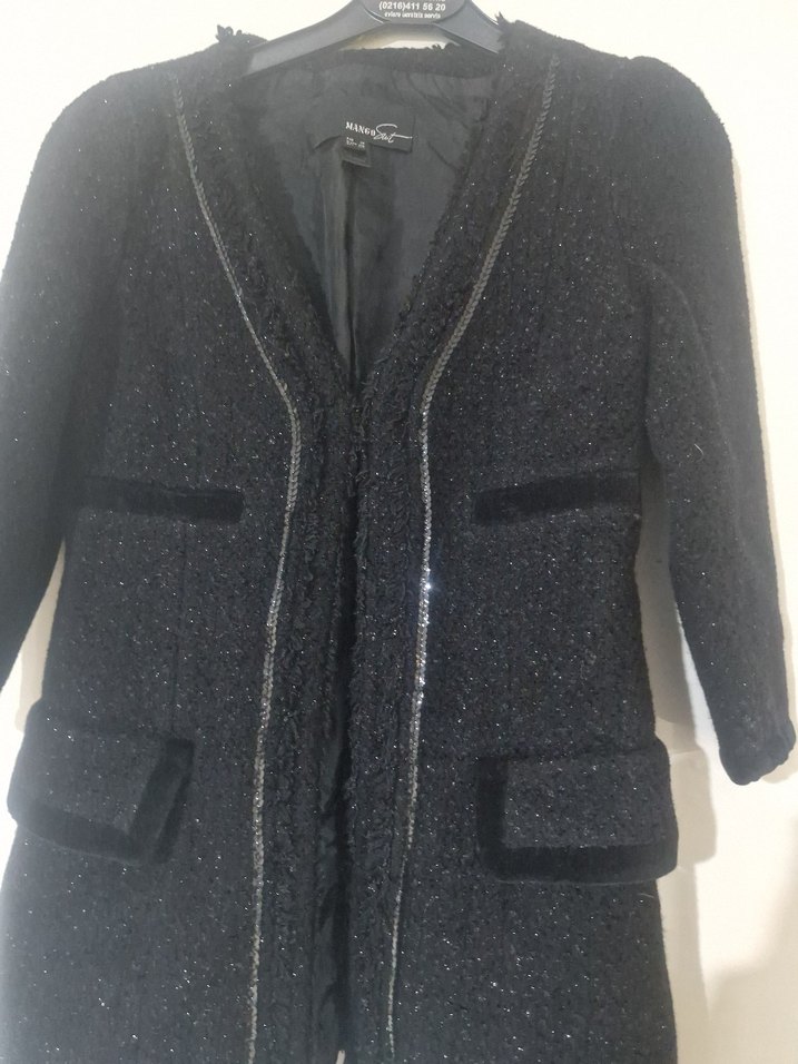 Siyah Uzun Kadın Ofis Kabanı - Görsel 4