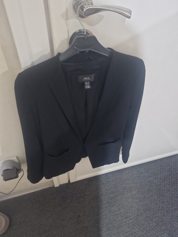 Kadın Siyah Düğmeli Midi Blazer Ceket - Görsel 2