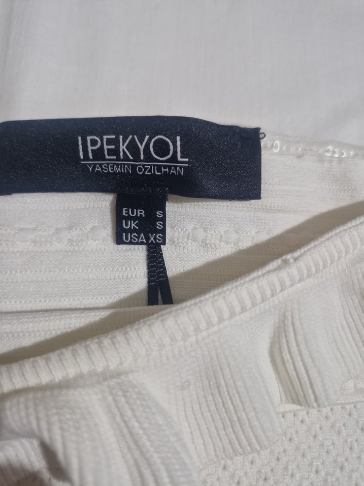 Beyaz Örgü Mini Kadın Kazak - Görsel 4