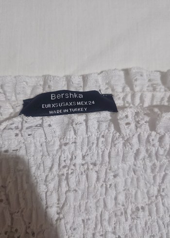 Kadın Beyaz Örme Kısa Keten Bluz - Görsel 2