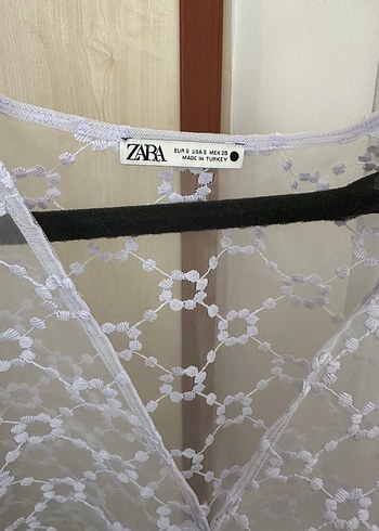 Zara ZARA Dantel Detaylı Transparan Bluz