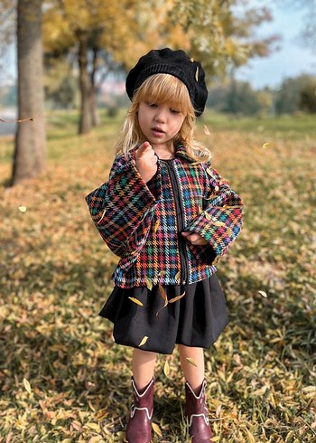 Kız çocuk ekose oversize ceket her bedeni var - Görsel 4