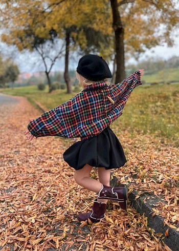 Kız çocuk ekose oversize ceket her bedeni var - Görsel 3