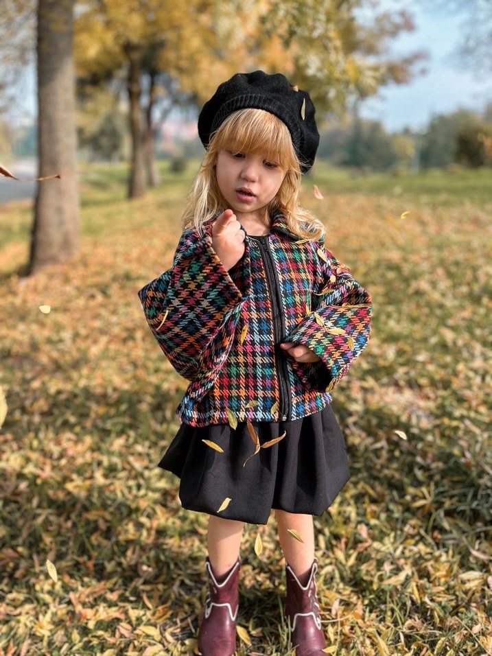 Kız çocuk ekose oversize ceket her bedeni var - Görsel 4