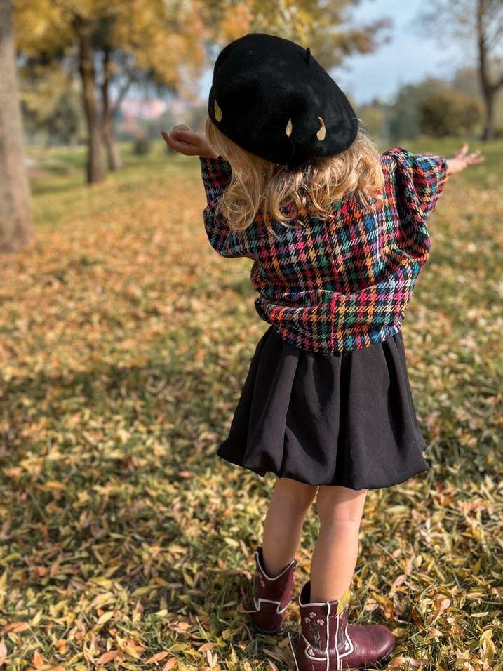 Kız çocuk ekose oversize ceket her bedeni var - Görsel 5