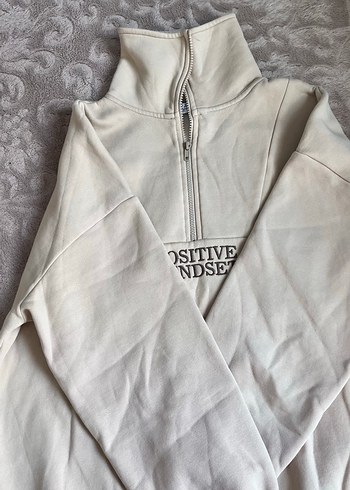 Kadın Gri Yarım Fermuarlı Sweatshirt - Görsel 2