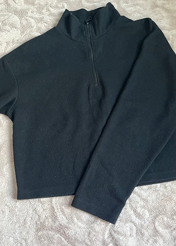 Fermuarlı Siyah Sweatshirt - Görsel 3