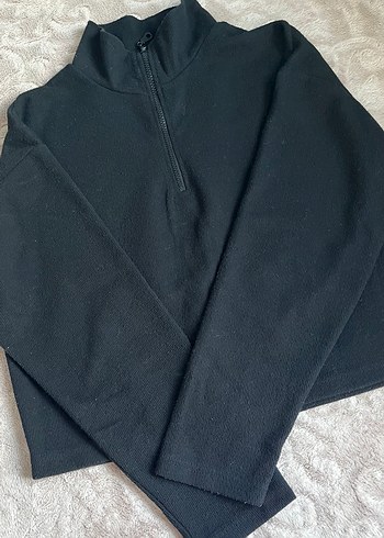 Fermuarlı Siyah Sweatshirt - Görsel 2