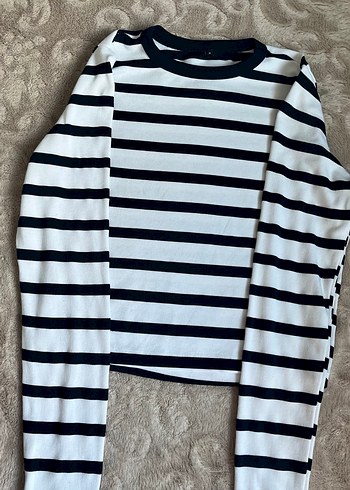 Çizgili Uzun Kollu Kadın Gömlek - Görsel 2