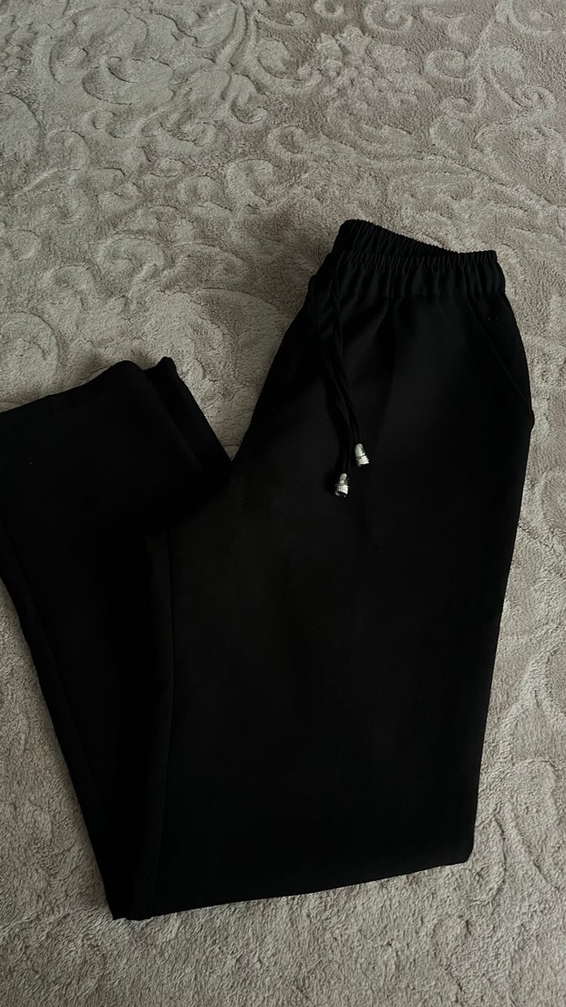 Siyah Rahat Kesim Kadın Kumaş Pantolon - Görsel 3